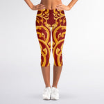 Thai Winding Vines Pattern Print Women's Capri Leggings