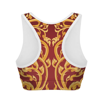 Thai Winding Vines Pattern Print Women's Sports Bra