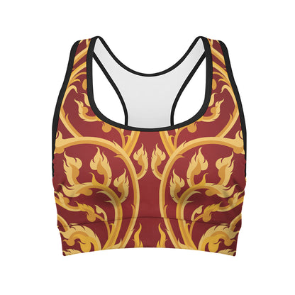 Thai Winding Vines Pattern Print Women's Sports Bra
