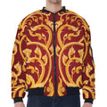 Thai Winding Vines Pattern Print Zip Sleeve Bomber Jacket