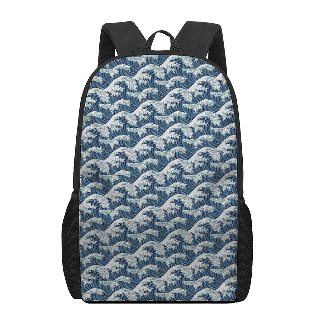 The Great Kanagawa Wave Pattern Print 17 Inch Backpack
