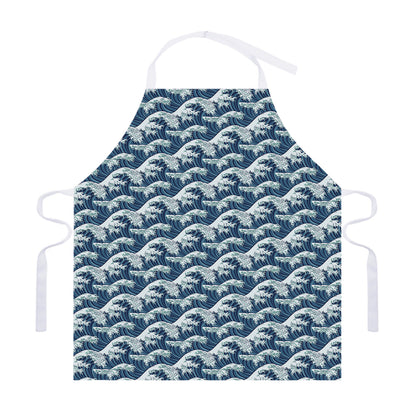 The Great Kanagawa Wave Pattern Print Adjustable Apron