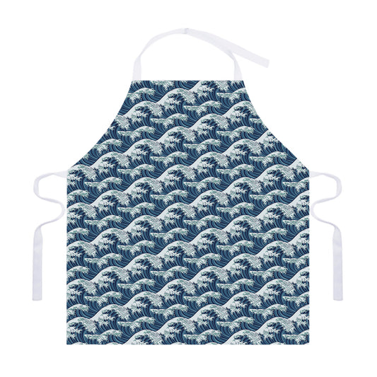 The Great Kanagawa Wave Pattern Print Adjustable Apron