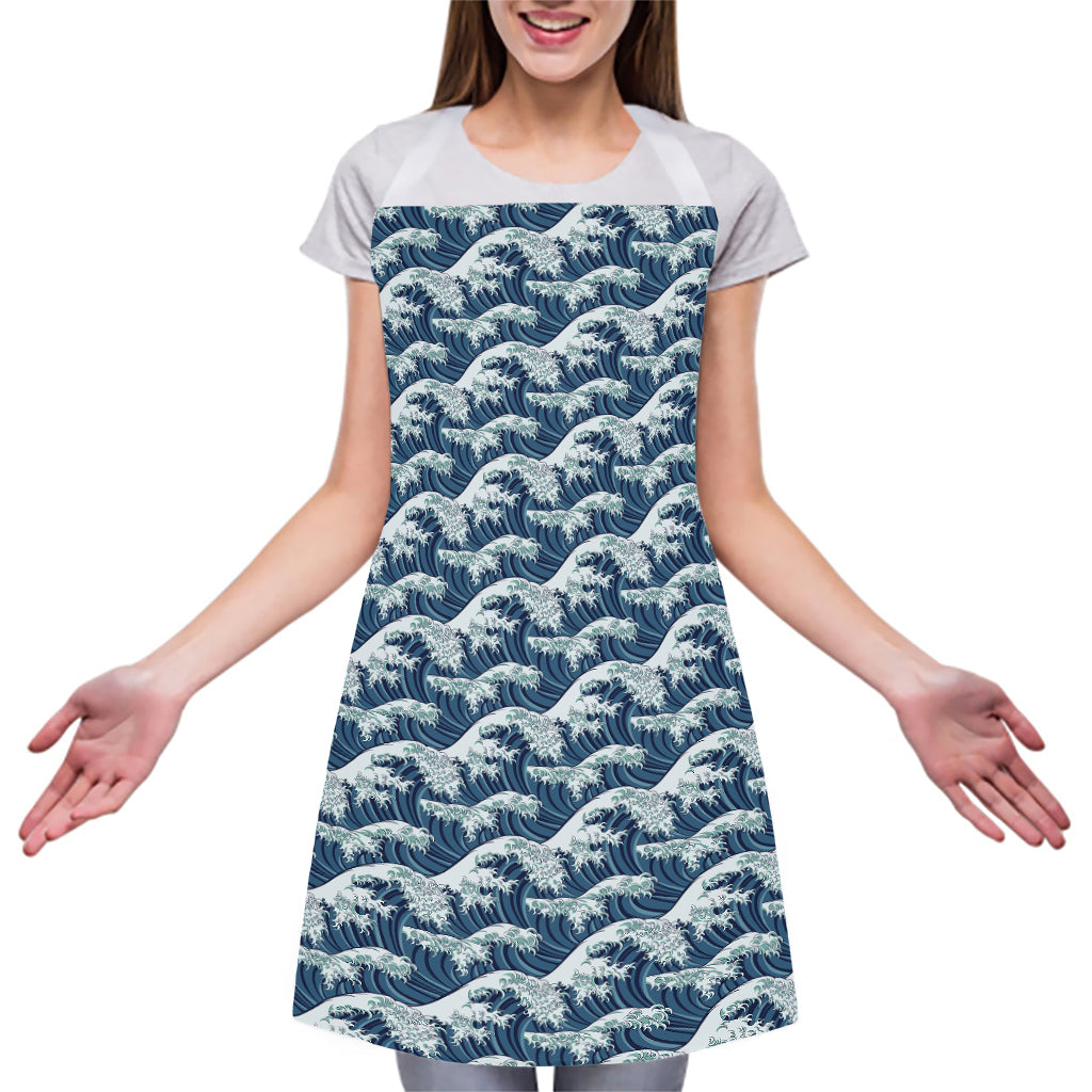 The Great Kanagawa Wave Pattern Print Adjustable Apron