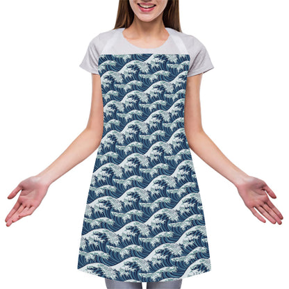 The Great Kanagawa Wave Pattern Print Adjustable Apron