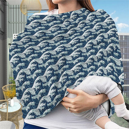 The Great Kanagawa Wave Pattern Print Baby Seat Cover
