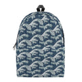 The Great Kanagawa Wave Pattern Print School Backpack