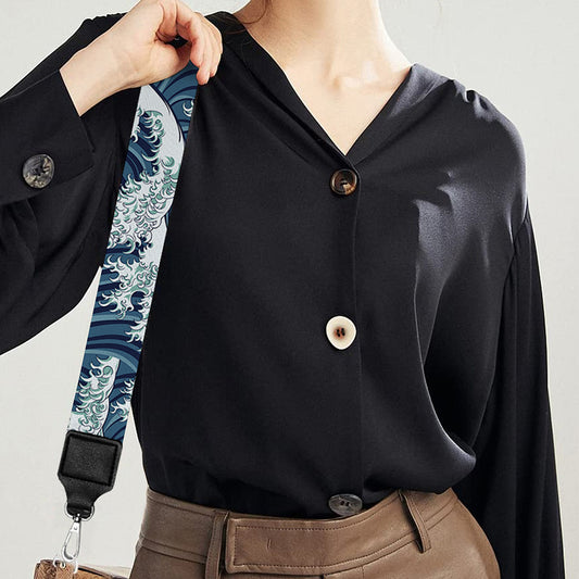 The Great Kanagawa Wave Pattern Print Bag Strap