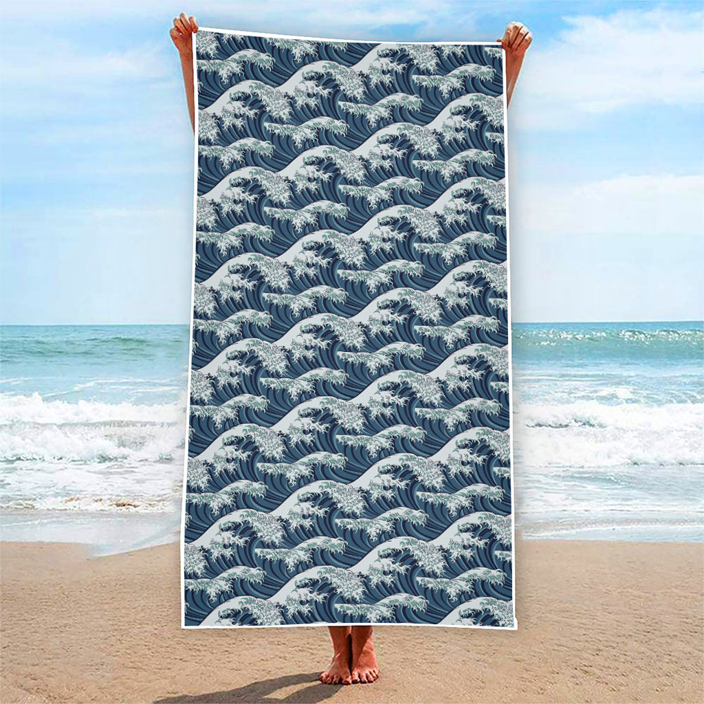 The Great Kanagawa Wave Pattern Print Beach Towel