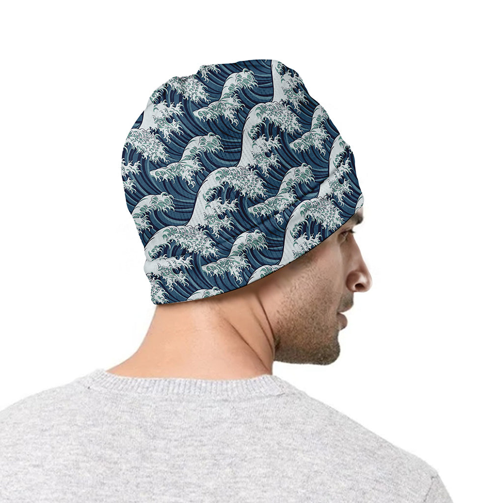 The Great Kanagawa Wave Pattern Print Beanie