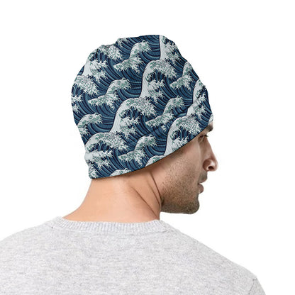 The Great Kanagawa Wave Pattern Print Beanie