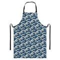 The Great Kanagawa Wave Pattern Print Bib Apron With Pocket