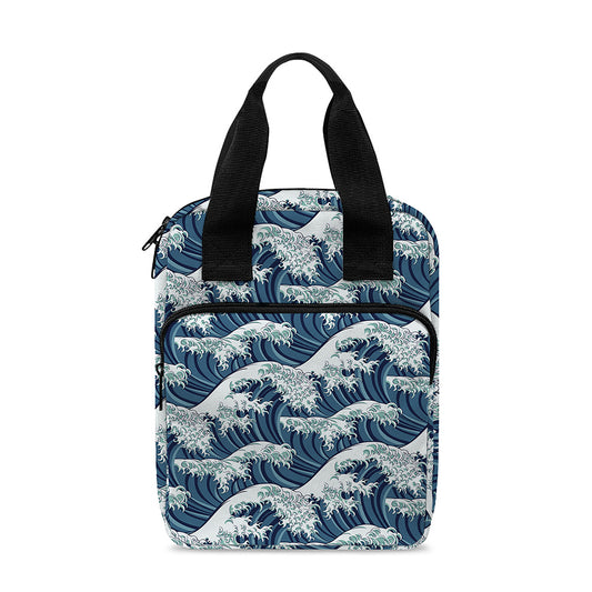 The Great Kanagawa Wave Pattern Print Bible Tote Bag