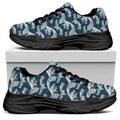 The Great Kanagawa Wave Pattern Print Black Chunky Shoes