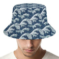 The Great Kanagawa Wave Pattern Print Bucket Hat