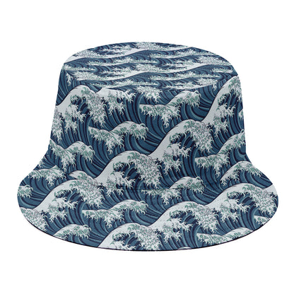 The Great Kanagawa Wave Pattern Print Bucket Hat