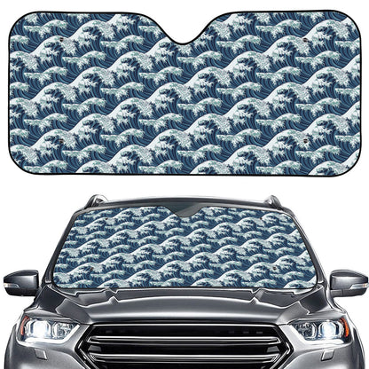 The Great Kanagawa Wave Pattern Print Car Windshield Sun Shade