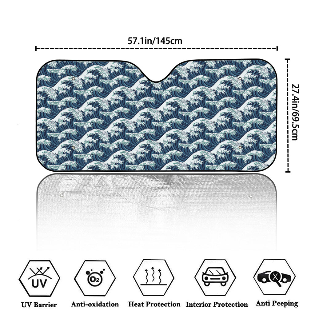 The Great Kanagawa Wave Pattern Print Car Windshield Sun Shade