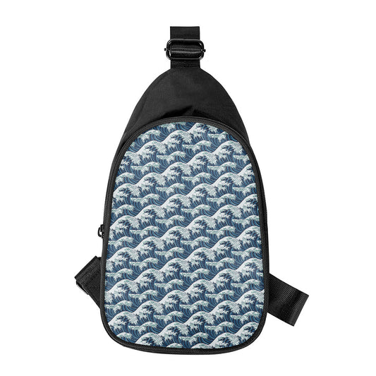 The Great Kanagawa Wave Pattern Print Chest Bag