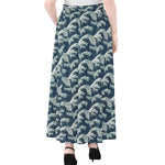 The Great Kanagawa Wave Pattern Print Chiffon Maxi Skirt
