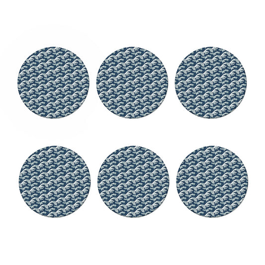 The Great Kanagawa Wave Pattern Print Coaster Set