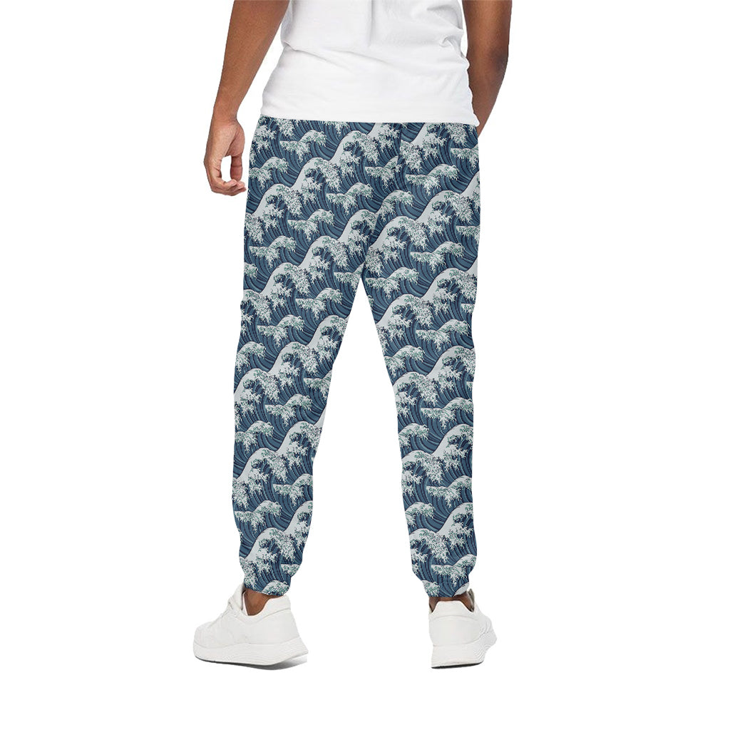 The Great Kanagawa Wave Pattern Print Cotton Pants