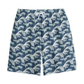 The Great Kanagawa Wave Pattern Print Cotton Shorts