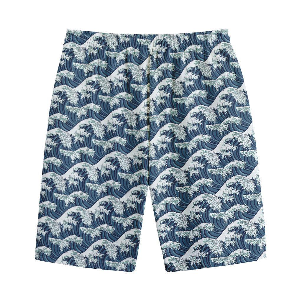 The Great Kanagawa Wave Pattern Print Cotton Shorts