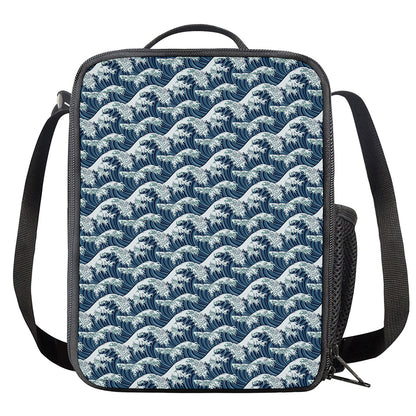 The Great Kanagawa Wave Pattern Print Crossbody Lunch Bag