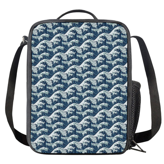 The Great Kanagawa Wave Pattern Print Crossbody Lunch Bag