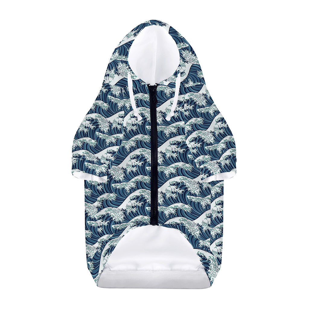 The Great Kanagawa Wave Pattern Print Dog Zip Up Hoodie