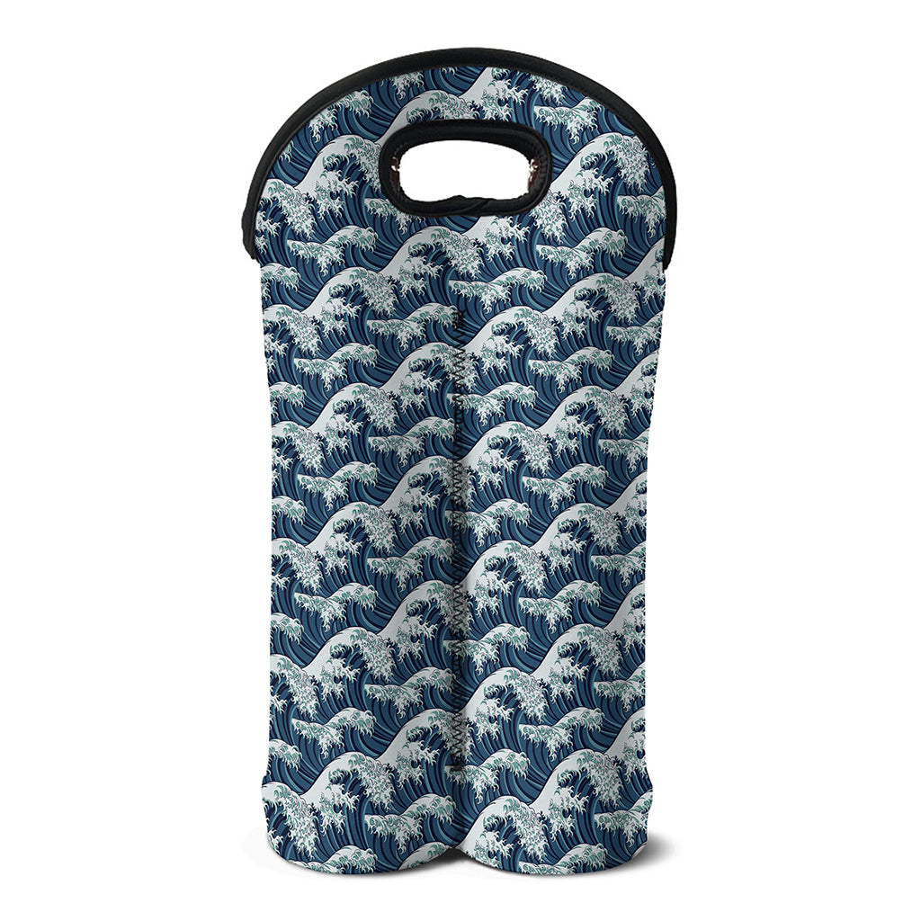The Great Kanagawa Wave Pattern Print Double Neoprene Wine Tote