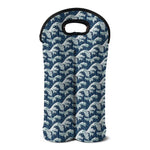 The Great Kanagawa Wave Pattern Print Double Neoprene Wine Tote
