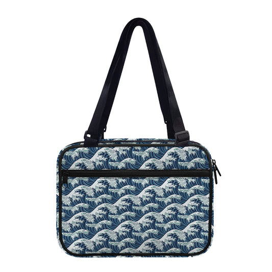 The Great Kanagawa Wave Pattern Print Double Strap Bible Bag