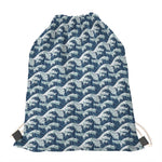 The Great Kanagawa Wave Pattern Print Drawstring Bag