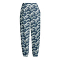 The Great Kanagawa Wave Pattern Print Fleece Lined Knit Pants