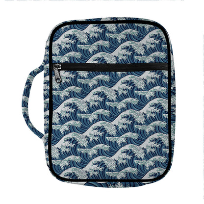 The Great Kanagawa Wave Pattern Print Front Pocket Bible Bag