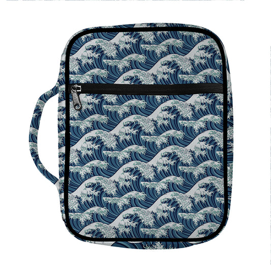 The Great Kanagawa Wave Pattern Print Front Pocket Bible Bag