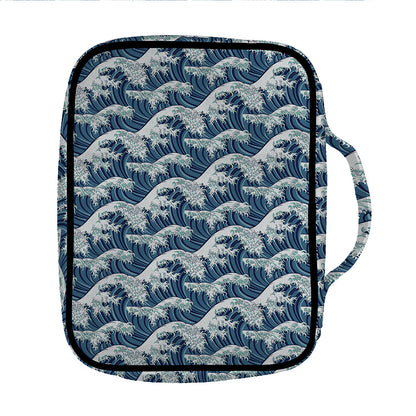 The Great Kanagawa Wave Pattern Print Front Pocket Bible Bag
