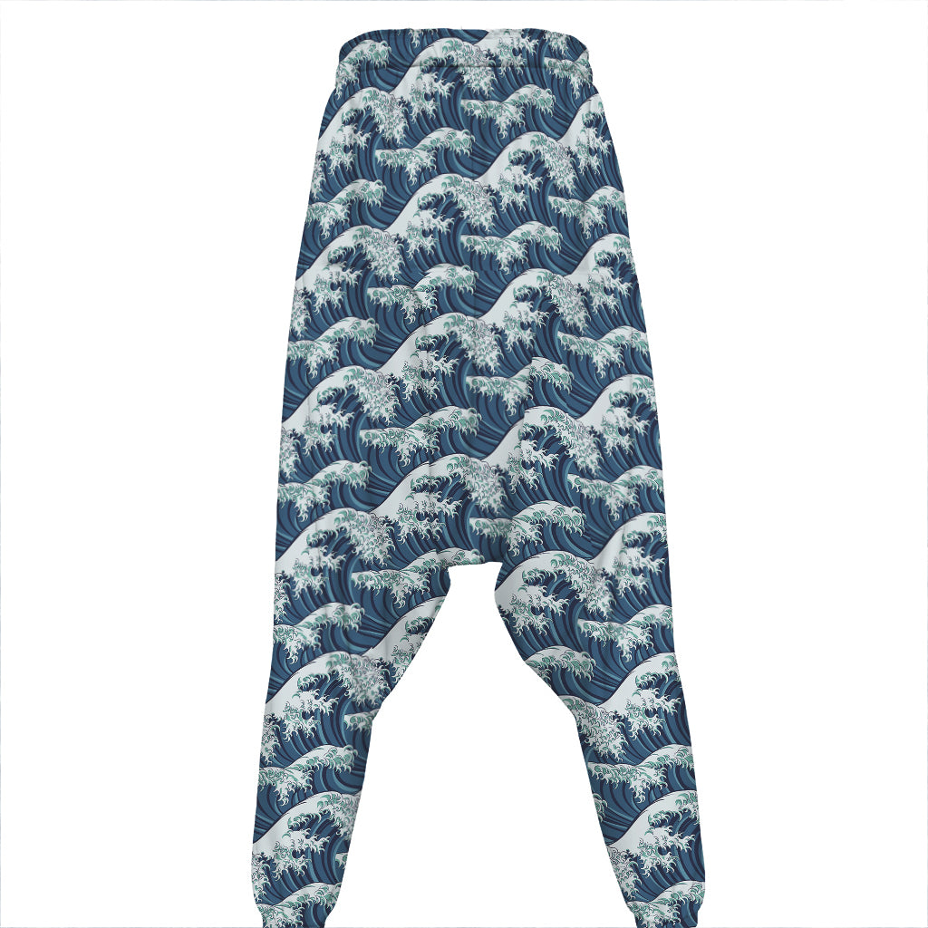 The Great Kanagawa Wave Pattern Print Hammer Pants