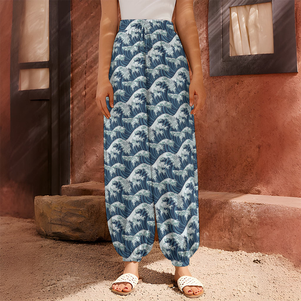 The Great Kanagawa Wave Pattern Print Harem Pants
