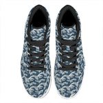 The Great Kanagawa Wave Pattern Print High Top Leather Sneakers