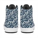The Great Kanagawa Wave Pattern Print High Top Leather Sneakers