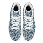 The Great Kanagawa Wave Pattern Print High Top Leather Sneakers