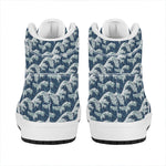 The Great Kanagawa Wave Pattern Print High Top Leather Sneakers