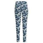 The Great Kanagawa Wave Pattern Print High-Waisted Pocket Leggings
