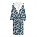 The Great Kanagawa Wave Pattern Print Hooded Bathrobe