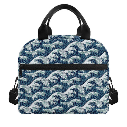The Great Kanagawa Wave Pattern Print Insulated Lunch Bag