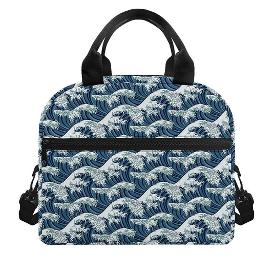 The Great Kanagawa Wave Pattern Print Insulated Lunch Bag