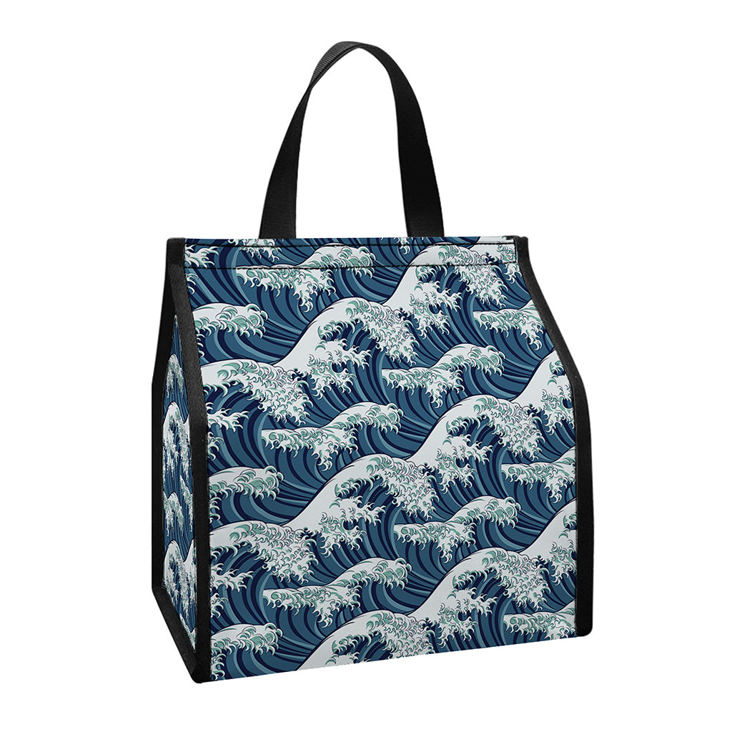 The Great Kanagawa Wave Pattern Print Insulated Lunch Tote